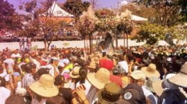 Devotos de la Virgen María reunidos durante la procesión de la Divina Pastora en Barquisimeto