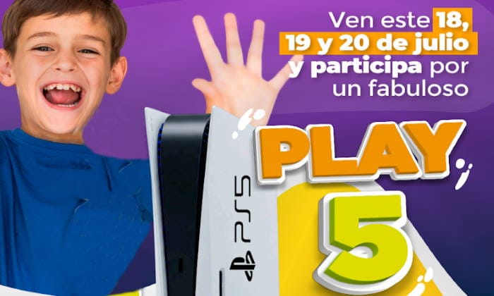 Imagen promocional con niño de la promoción Play 5 en el marco de la Expo Diversión de julio en Metropolis Barquisimeto